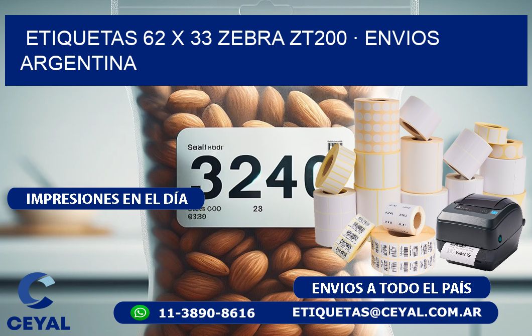 ETIQUETAS 62 x 33 ZEBRA ZT200 · ENVIOS ARGENTINA