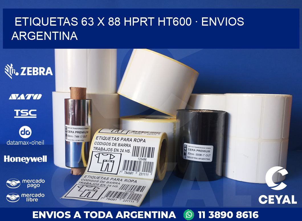 ETIQUETAS 63 x 88 HPRT HT600 · ENVIOS ARGENTINA