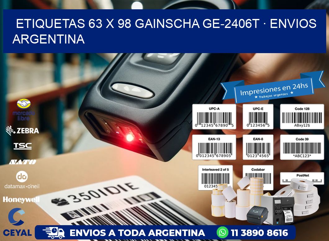 ETIQUETAS 63 x 98 GAINSCHA GE-2406T · ENVIOS ARGENTINA