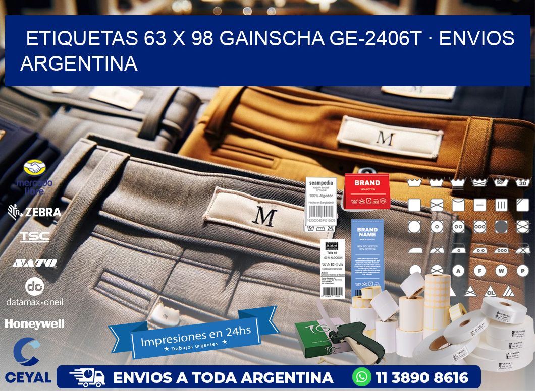 ETIQUETAS 63 x 98 GAINSCHA GE-2406T · ENVIOS ARGENTINA