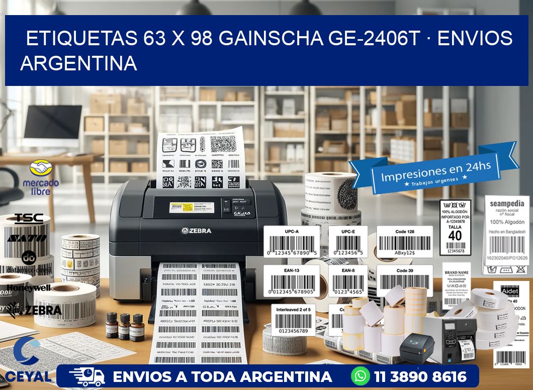 ETIQUETAS 63 x 98 GAINSCHA GE-2406T · ENVIOS ARGENTINA