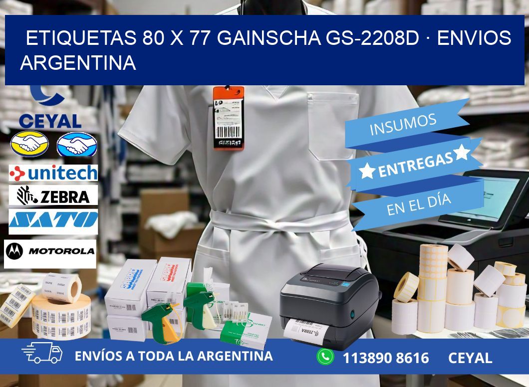 ETIQUETAS 80 x 77 GAINSCHA GS-2208D · ENVIOS ARGENTINA