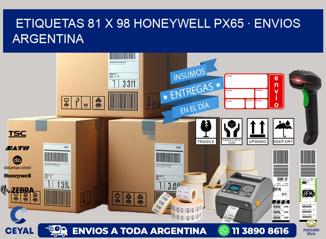 ETIQUETAS 81 x 98 HONEYWELL PX65 · ENVIOS ARGENTINA