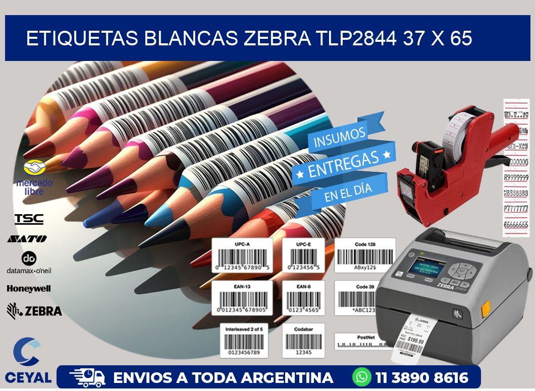 ETIQUETAS BLANCAS ZEBRA TLP2844 37 x 65