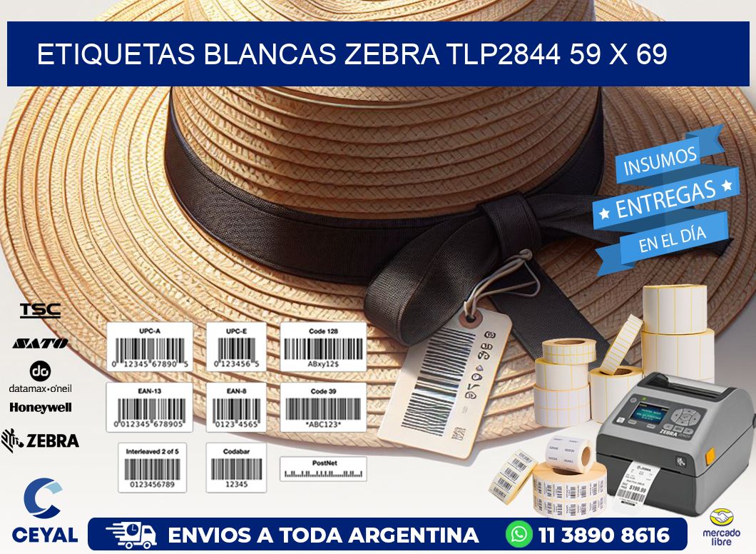 ETIQUETAS BLANCAS ZEBRA TLP2844 59 x 69