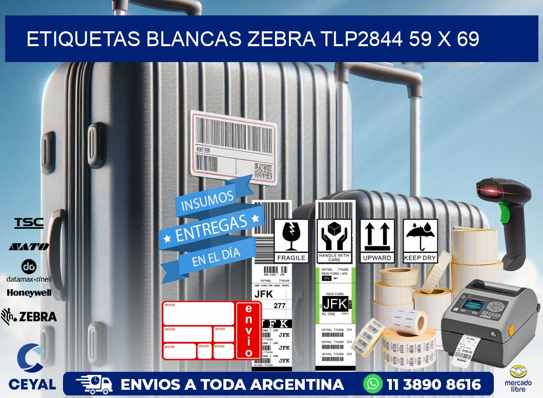 ETIQUETAS BLANCAS ZEBRA TLP2844 59 x 69