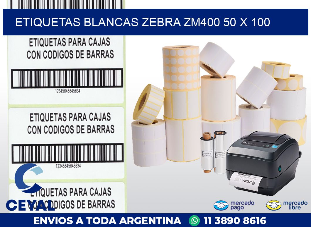 ETIQUETAS BLANCAS ZEBRA ZM400 50 x 100