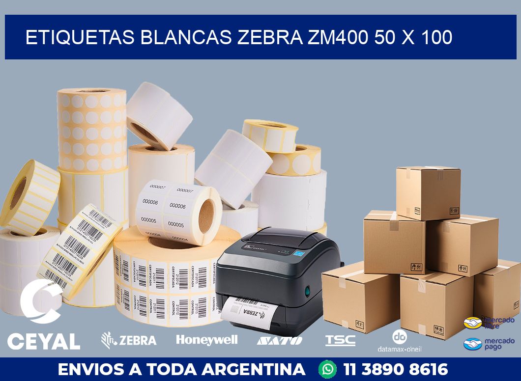 ETIQUETAS BLANCAS ZEBRA ZM400 50 x 100