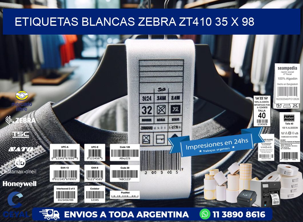 ETIQUETAS BLANCAS ZEBRA ZT410 35 x 98