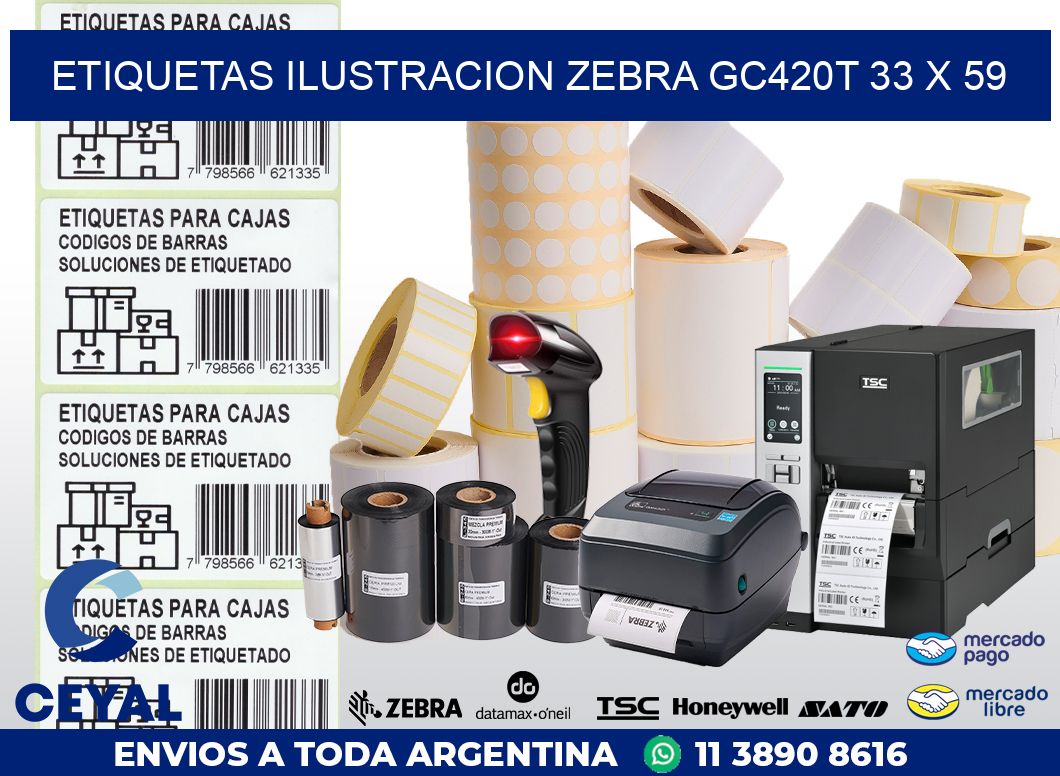 ETIQUETAS ILUSTRACION ZEBRA GC420T 33 x 59