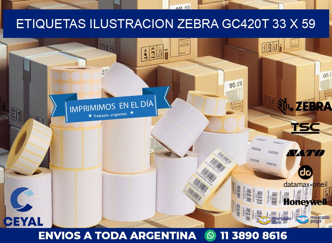 ETIQUETAS ILUSTRACION ZEBRA GC420T 33 x 59