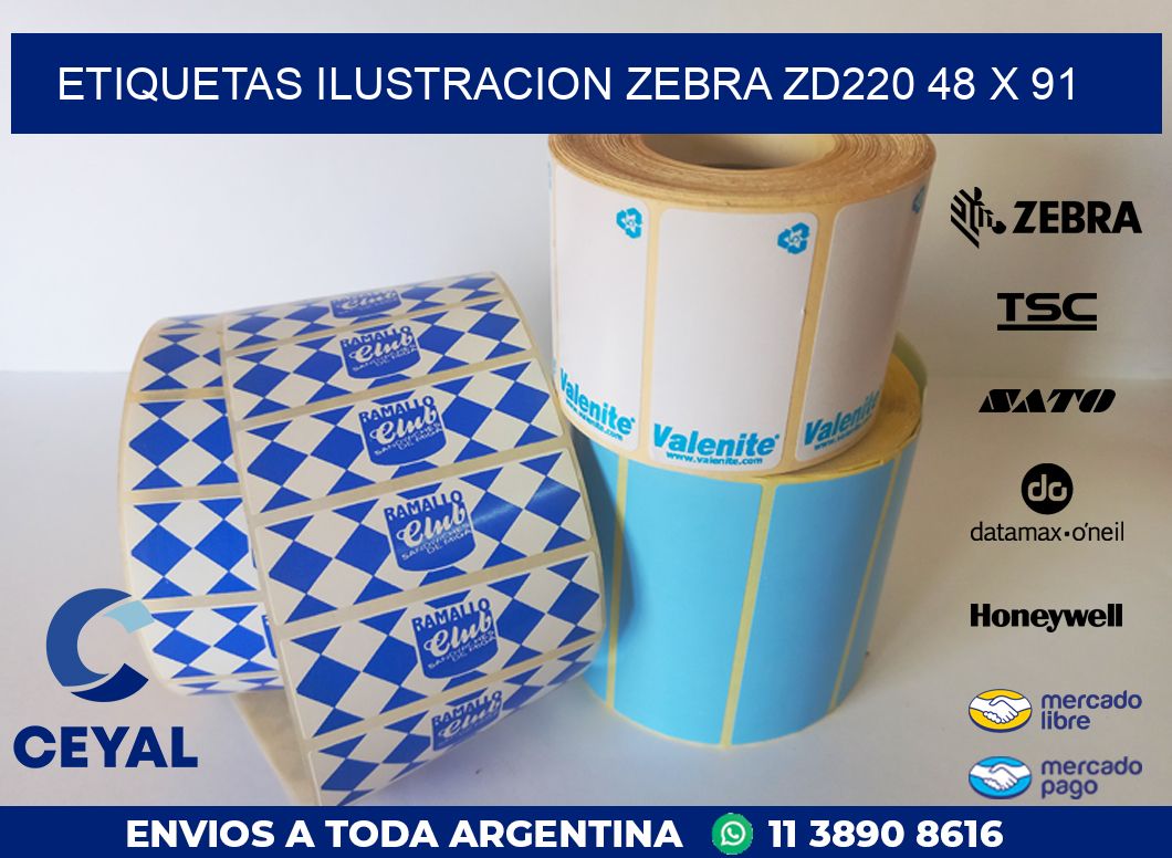 ETIQUETAS ILUSTRACION ZEBRA ZD220 48 x 91