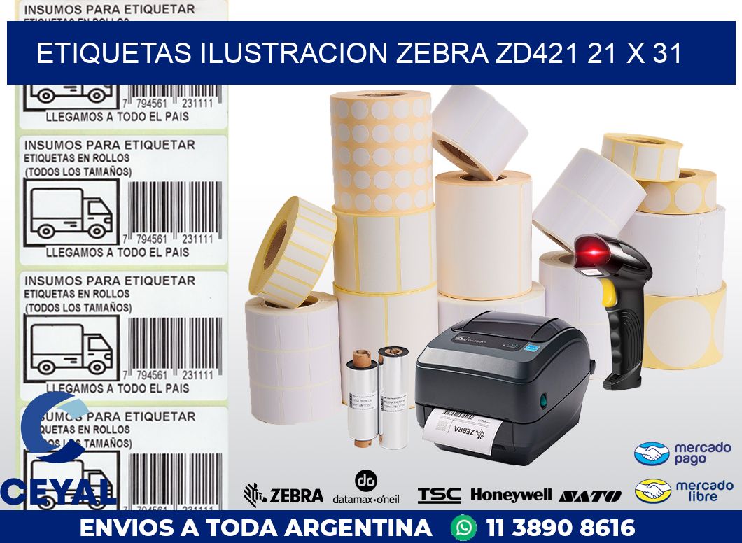 ETIQUETAS ILUSTRACION ZEBRA ZD421 21 x 31
