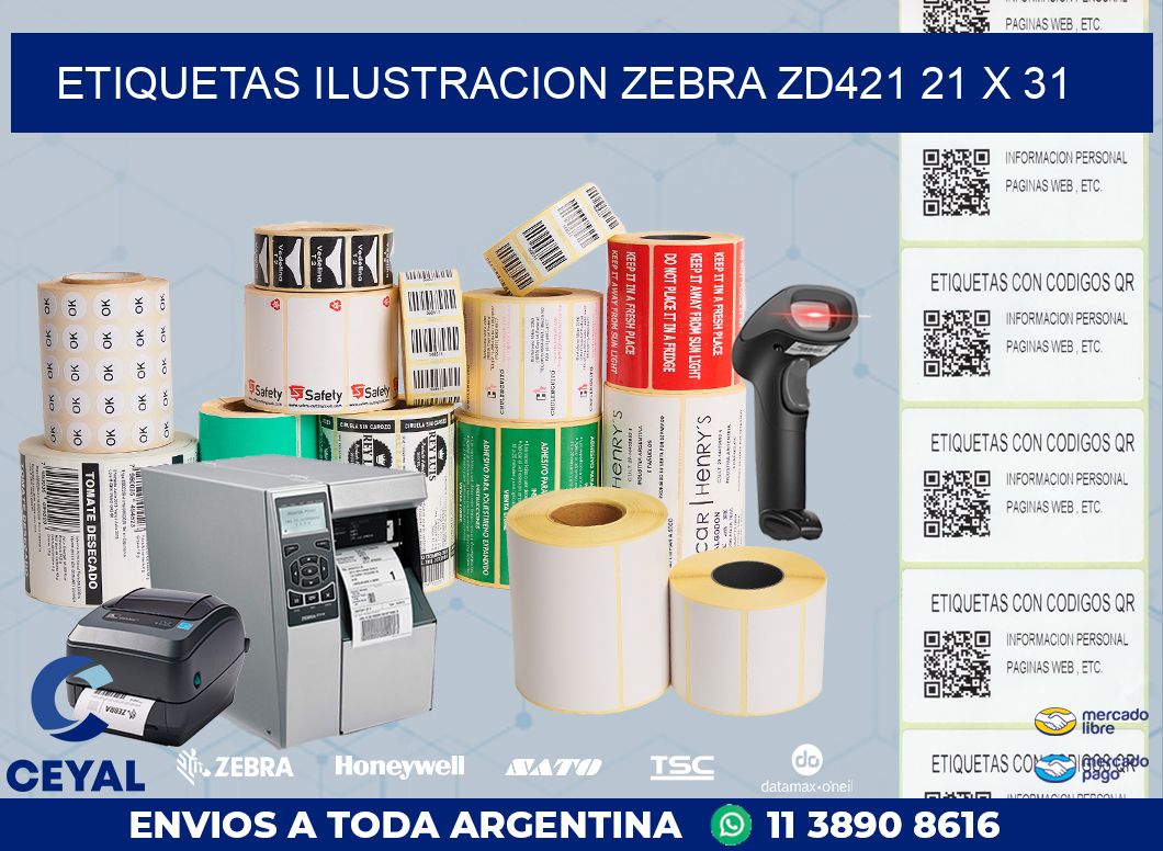 ETIQUETAS ILUSTRACION ZEBRA ZD421 21 x 31