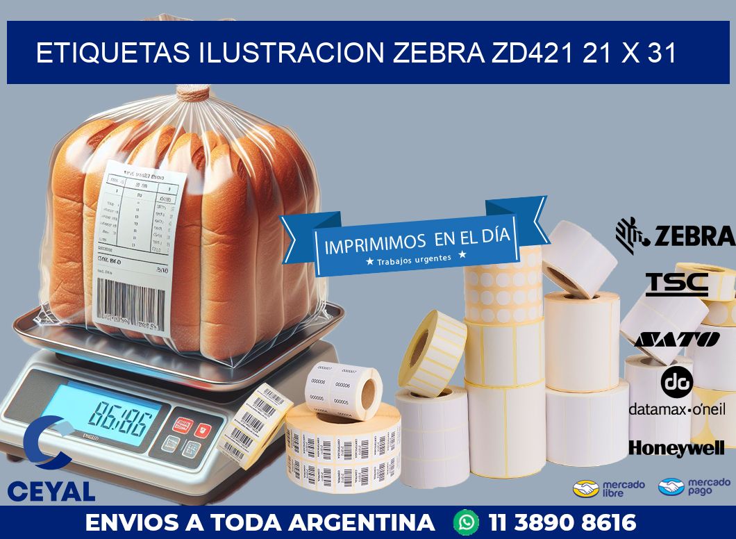 ETIQUETAS ILUSTRACION ZEBRA ZD421 21 x 31