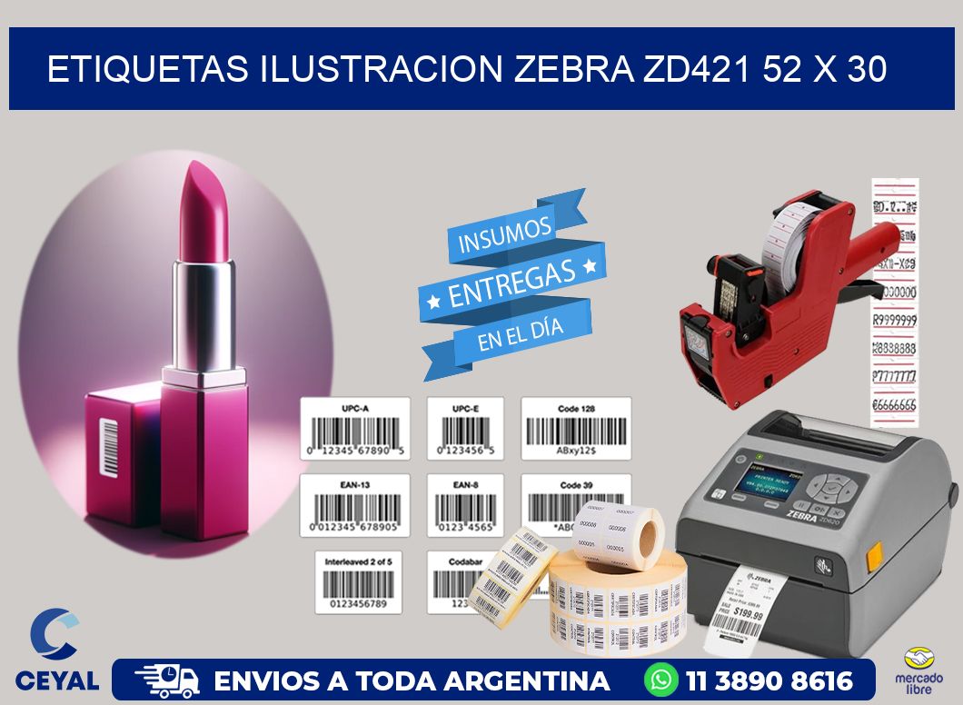 ETIQUETAS ILUSTRACION ZEBRA ZD421 52 x 30