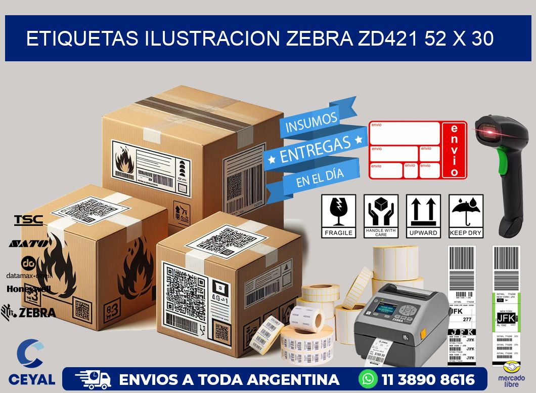 ETIQUETAS ILUSTRACION ZEBRA ZD421 52 x 30