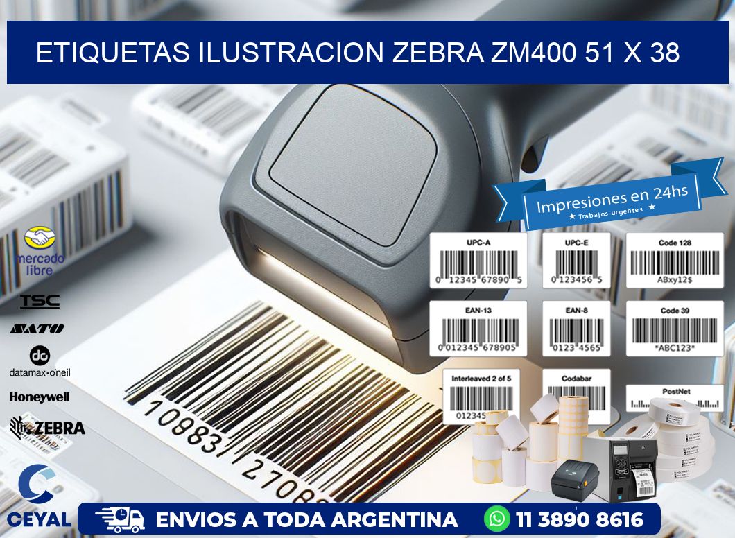 ETIQUETAS ILUSTRACION ZEBRA ZM400 51 x 38