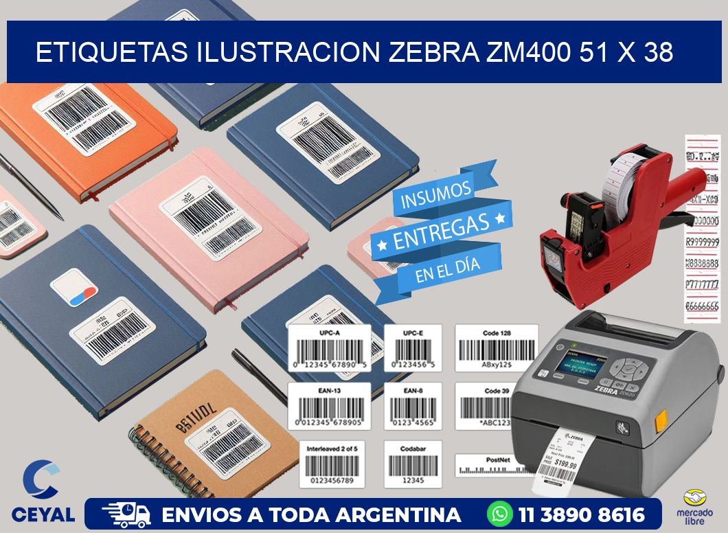 ETIQUETAS ILUSTRACION ZEBRA ZM400 51 x 38