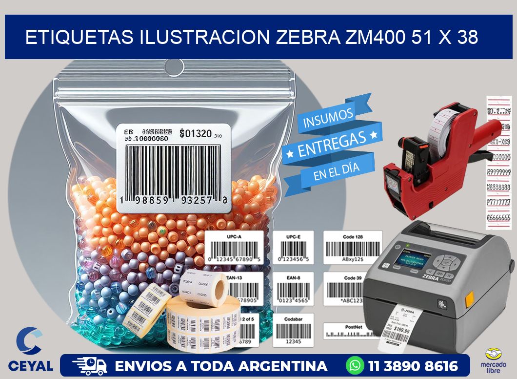 ETIQUETAS ILUSTRACION ZEBRA ZM400 51 x 38