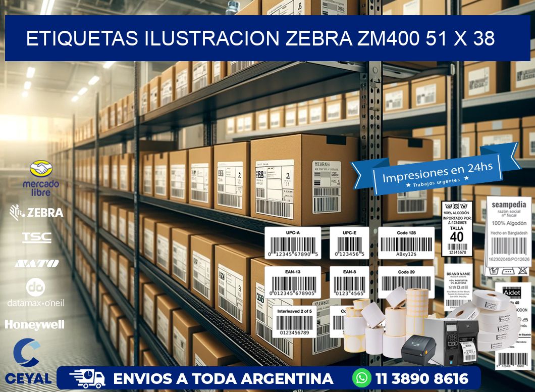 ETIQUETAS ILUSTRACION ZEBRA ZM400 51 x 38