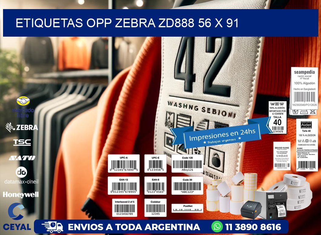 ETIQUETAS OPP ZEBRA ZD888 56 x 91