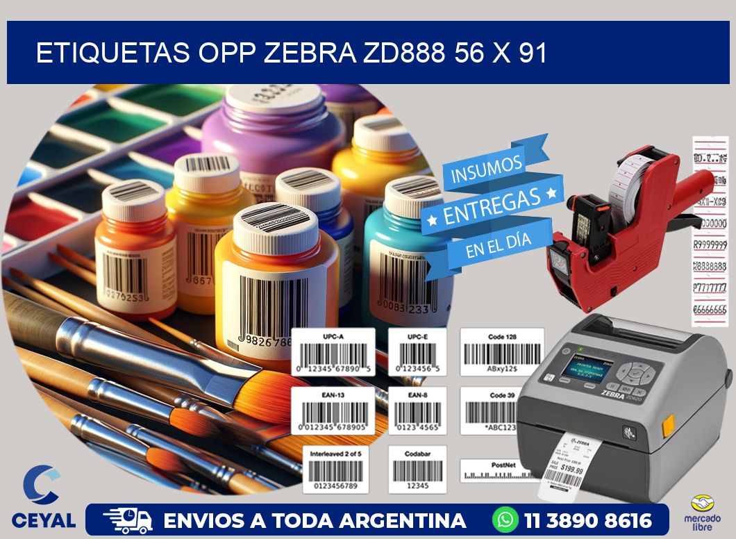 ETIQUETAS OPP ZEBRA ZD888 56 x 91