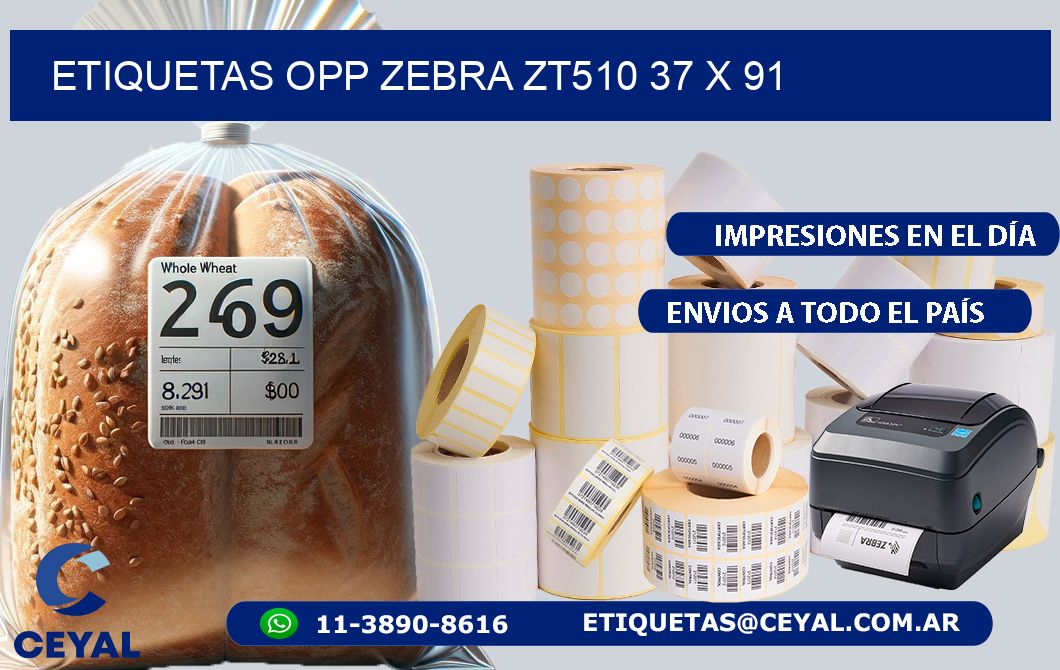 ETIQUETAS OPP ZEBRA ZT510 37 x 91