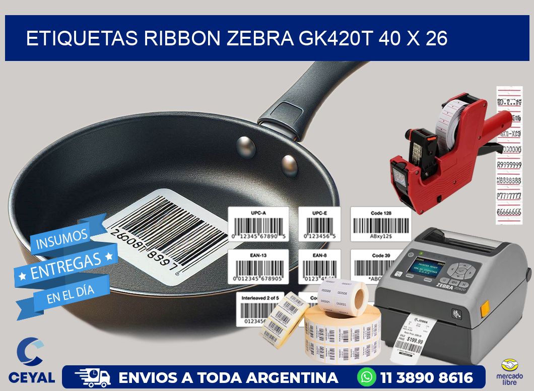 ETIQUETAS RIBBON Zebra GK420T 40 x 26