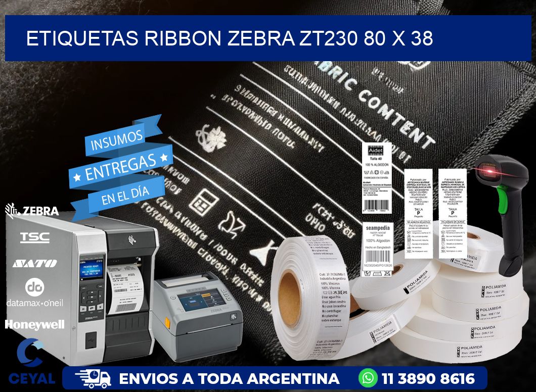 ETIQUETAS RIBBON Zebra ZT230 80 x 38