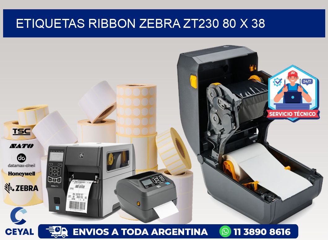 ETIQUETAS RIBBON Zebra ZT230 80 x 38
