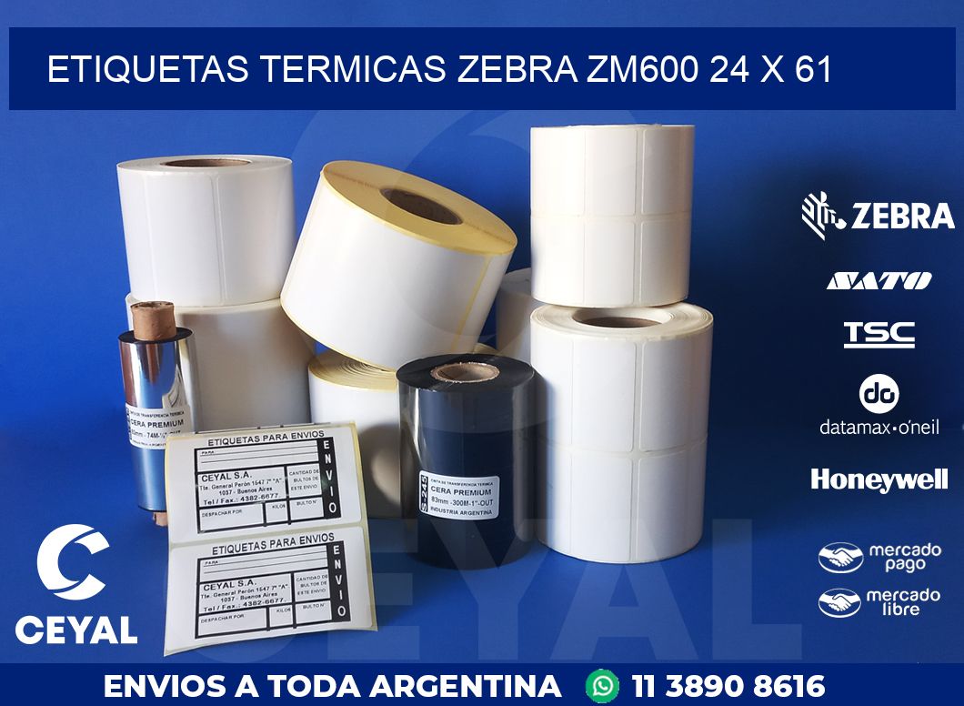 ETIQUETAS TERMICAS ZEBRA ZM600 24 x 61