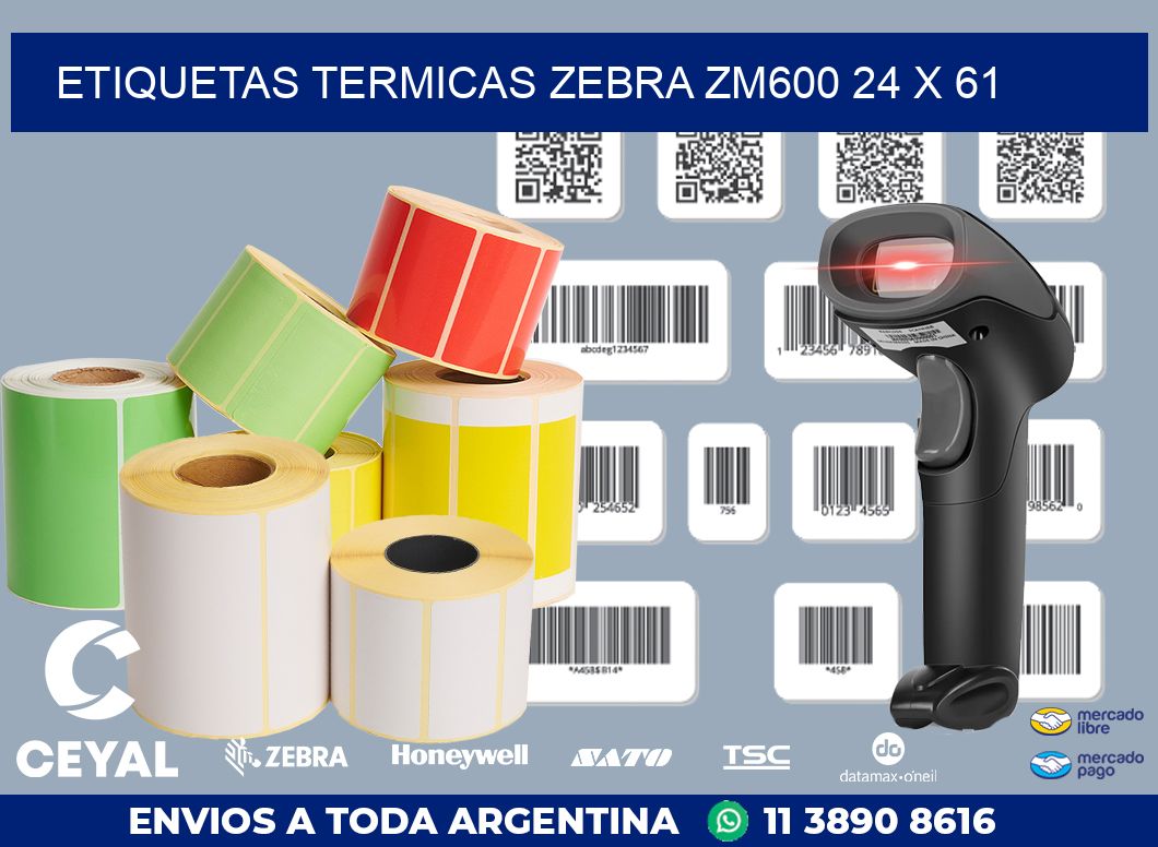 ETIQUETAS TERMICAS ZEBRA ZM600 24 x 61