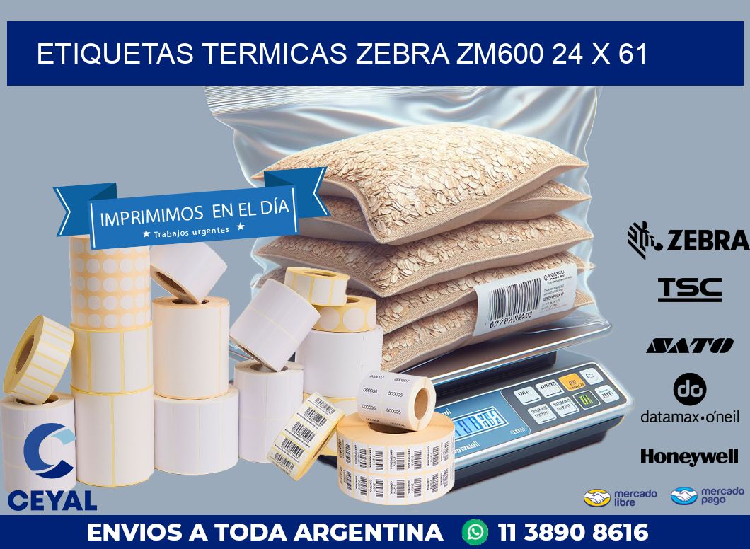 ETIQUETAS TERMICAS ZEBRA ZM600 24 x 61