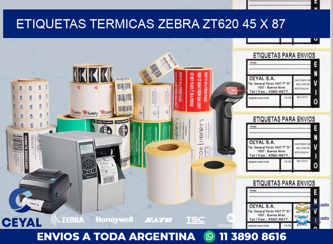 ETIQUETAS TERMICAS ZEBRA ZT620 45 x 87