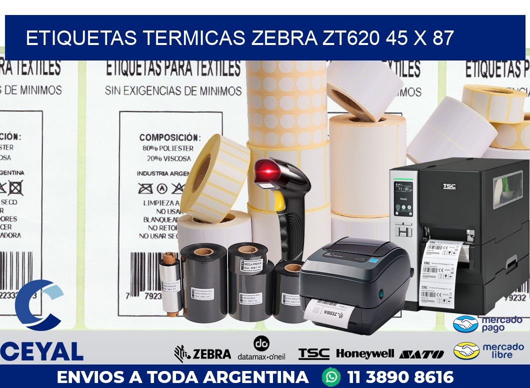 ETIQUETAS TERMICAS ZEBRA ZT620 45 x 87