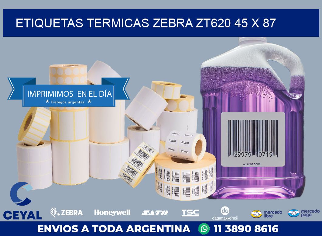 ETIQUETAS TERMICAS ZEBRA ZT620 45 x 87
