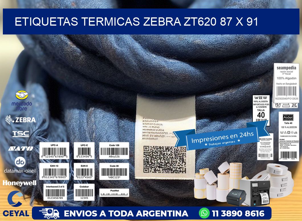 ETIQUETAS TERMICAS ZEBRA ZT620 87 x 91