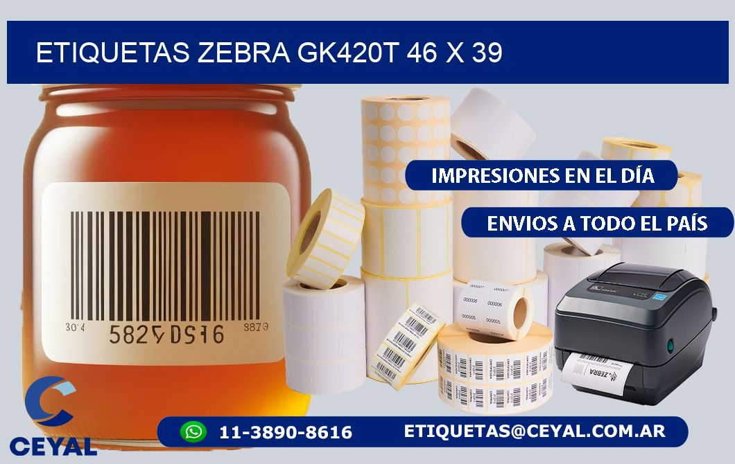 ETIQUETAS Zebra GK420T 46 x 39