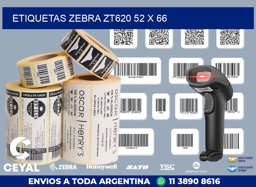 ETIQUETAS Zebra ZT620 52 x 66