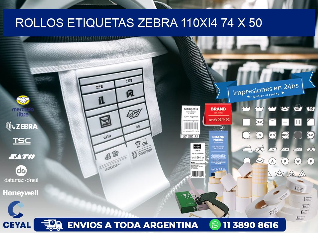 ROLLOS ETIQUETAS Zebra 110Xi4 74 x 50