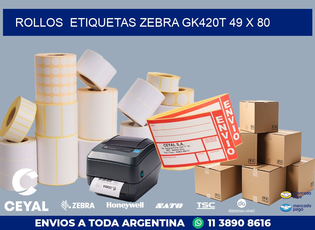 ROLLOS  ETIQUETAS Zebra GK420T 49 x 80