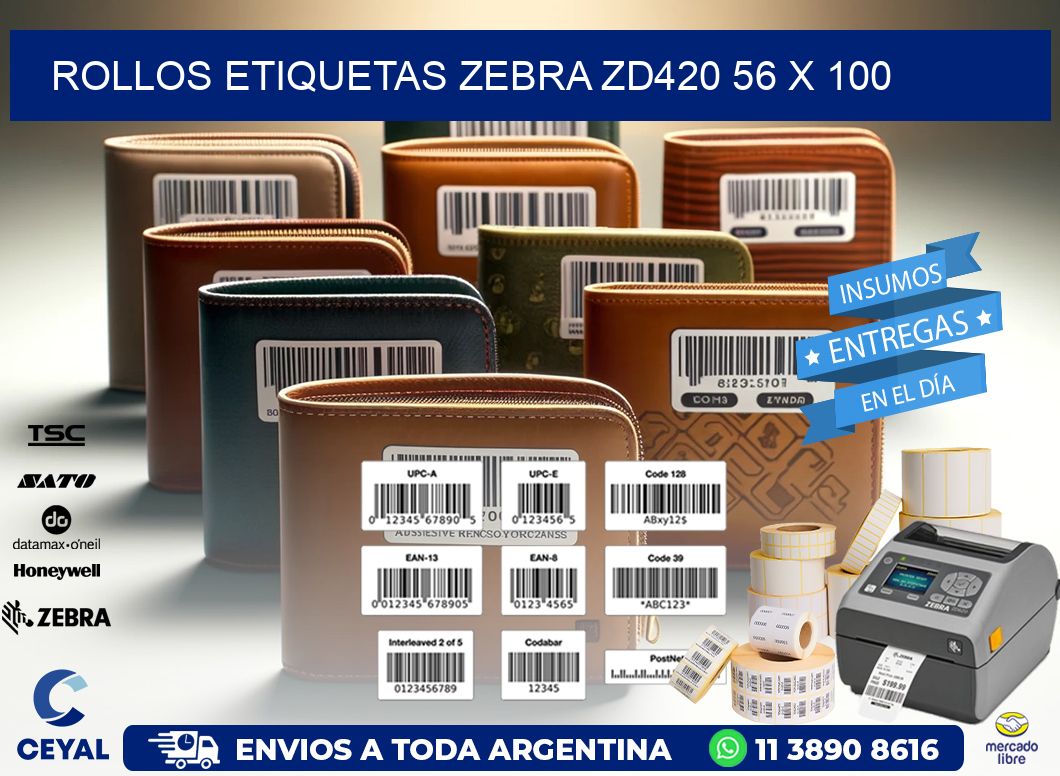 ROLLOS ETIQUETAS Zebra ZD420 56 x 100