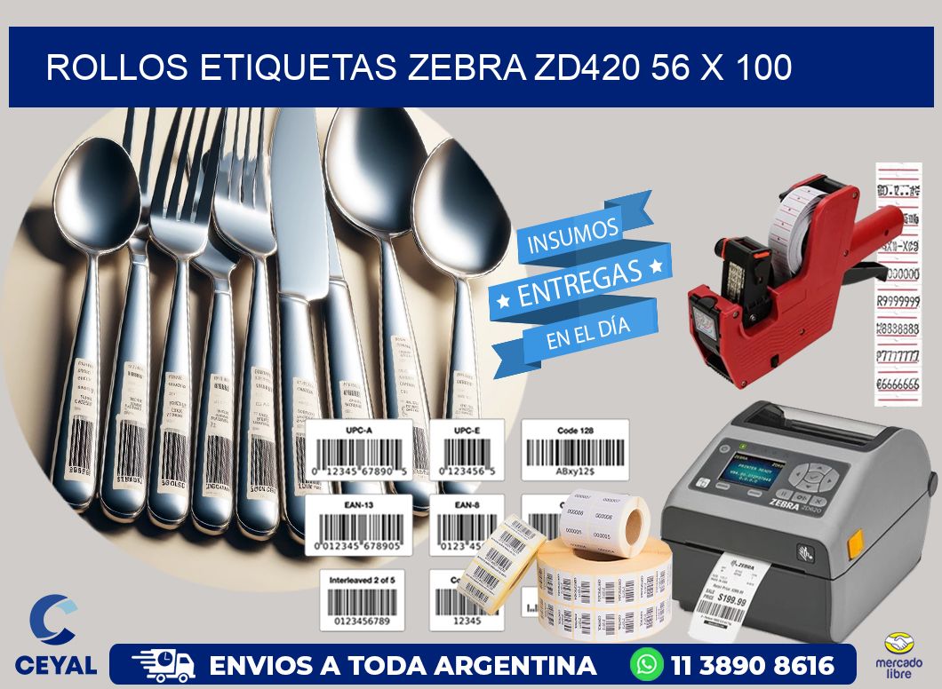 ROLLOS ETIQUETAS Zebra ZD420 56 x 100