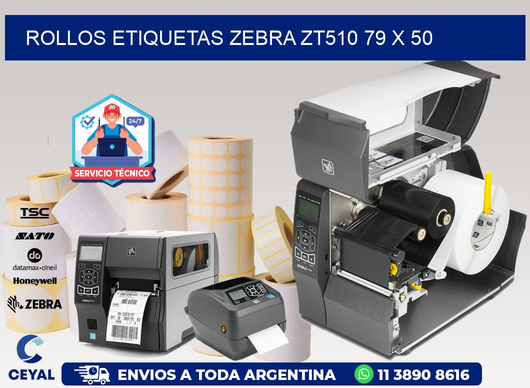 ROLLOS ETIQUETAS Zebra ZT510 79 x 50