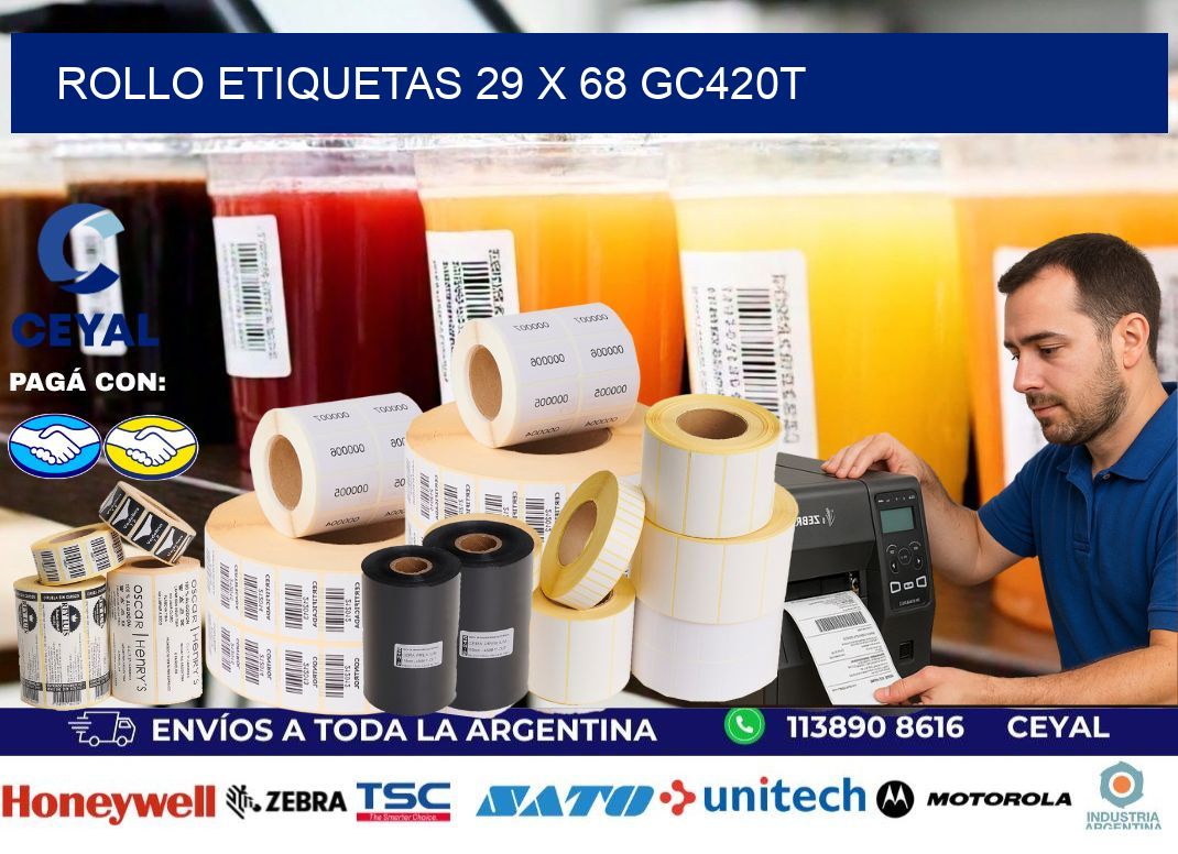 Rollo etiquetas 29 x 68 gc420t