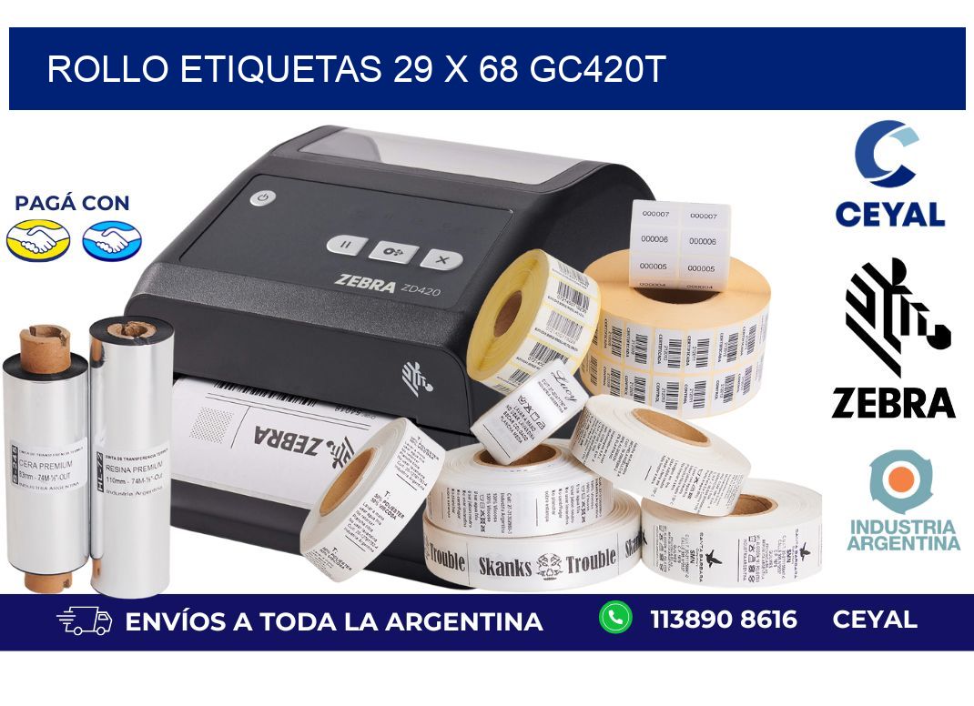 Rollo etiquetas 29 x 68 gc420t