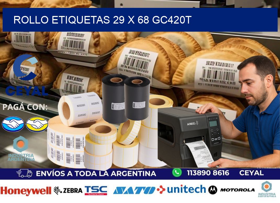 Rollo etiquetas 29 x 68 gc420t