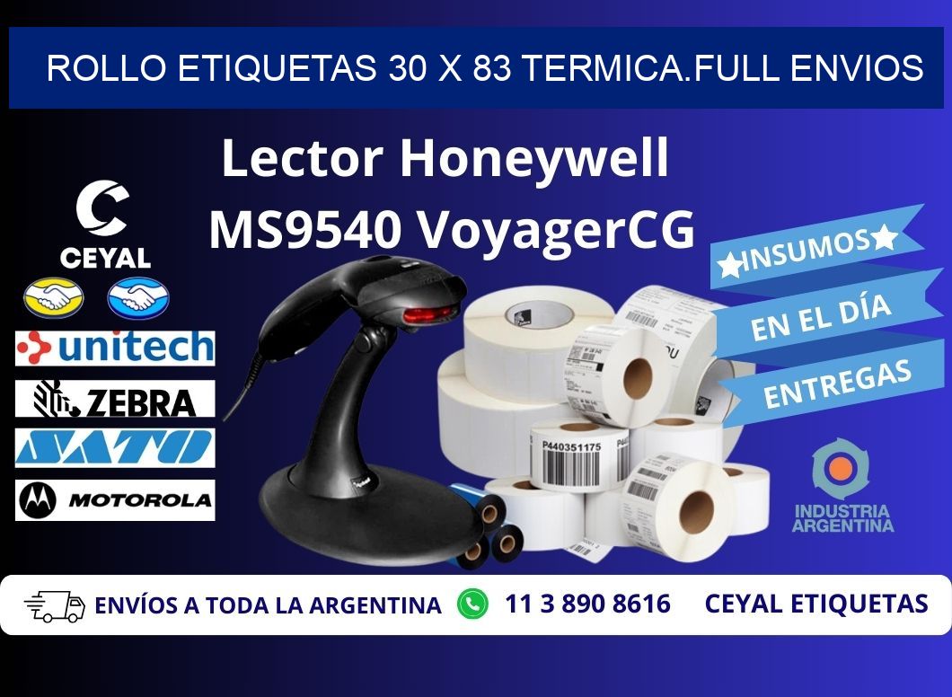 Rollo etiquetas 30 x 83 termica.full envios