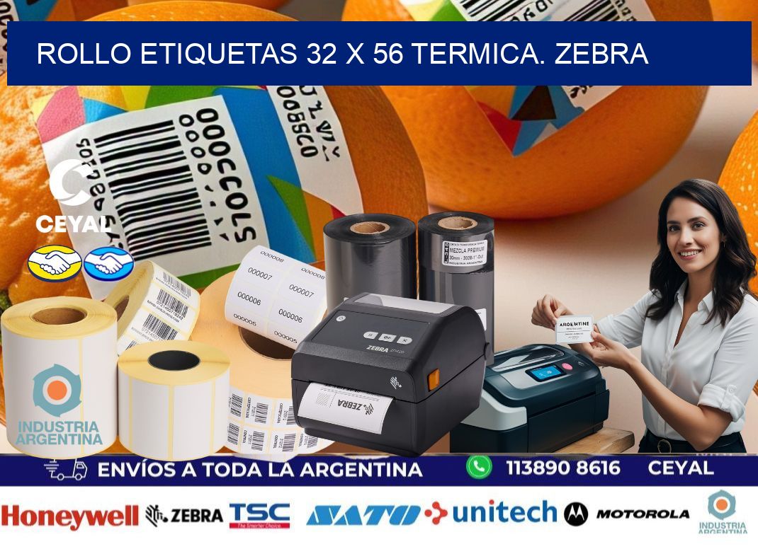 Rollo etiquetas 32 x 56 termica. zebra